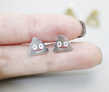 Cute Poo Emoji Stud Earrings, poop emoji studs, Poo Poo earrings