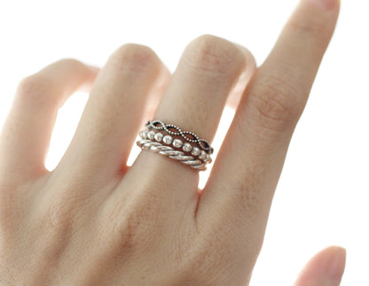 925 Sterling Silver Twisted Helix Pattern Infinity Ring