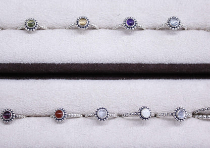 925 Sterling Silver Birthstone Stacking Rings,Stackable Birthstone Ring