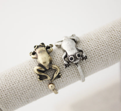 Cute frog Adjustable Wrap Ring, Frog Ring, Animal Rings, Animal Wrap Around Rings, Frog Ring, R0429S