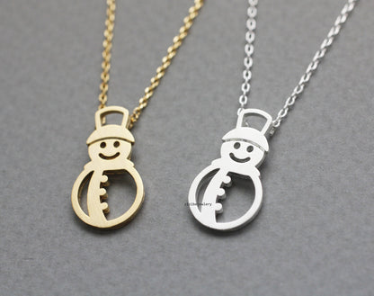 Holiday necklace snowman necklace, winter jewelry, white snow holiday jewelry