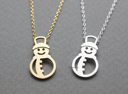 Holiday necklace snowman necklace, winter jewelry, white snow holiday jewelry