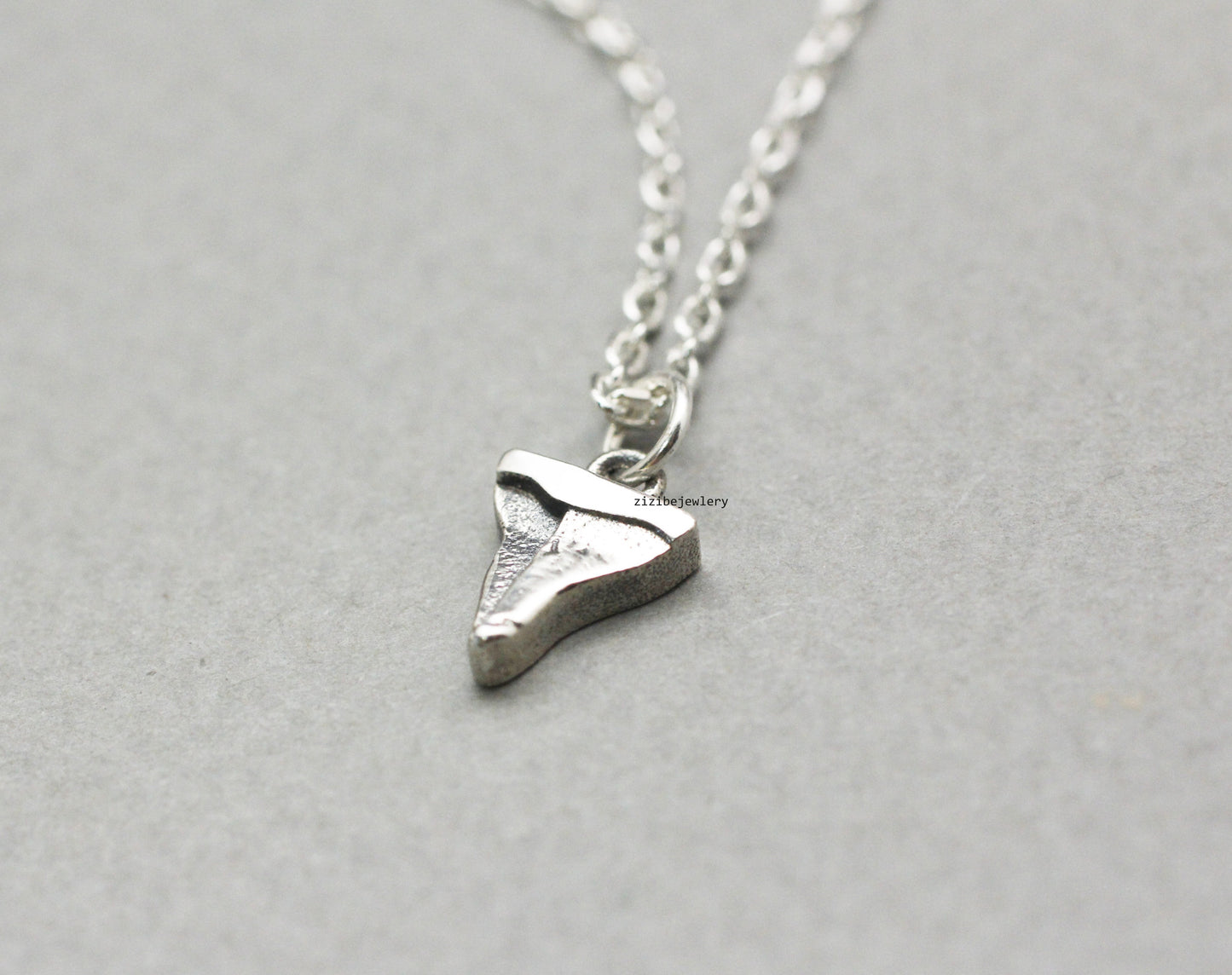 925 Sterling Silver Shark Tooth Necklace , N0780S