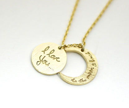 i love you to the moon and back necklace, Crescent moon pendant Necklace, N0158K