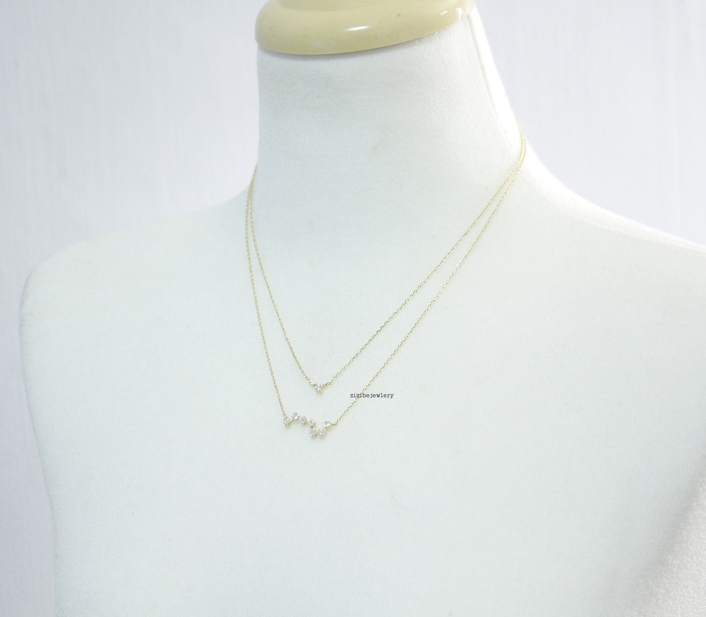 Big Dipper layers necklace detailed with cubic zirconia in gold / silver, N0642S