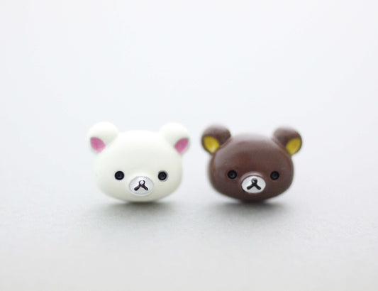 Cute Rilakkuma and Korilakkuma  Unbalance earrings, Cute Character Earrings ,Bear earrings