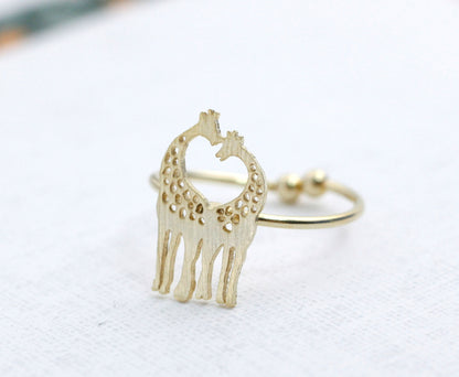 Loving Giraffe adjustable ring in silver/ gold, R0009G