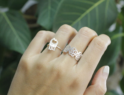 Loving Giraffe adjustable ring in silver/ gold, R0009G