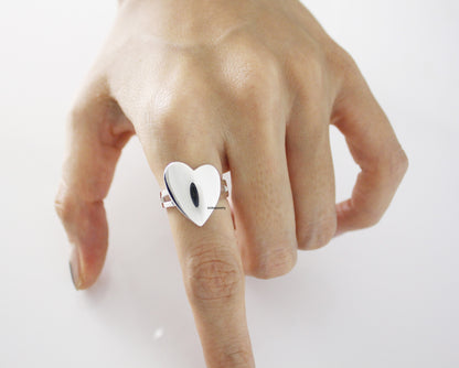 925 Sterling Silver Big Heart statement ring, R0648S