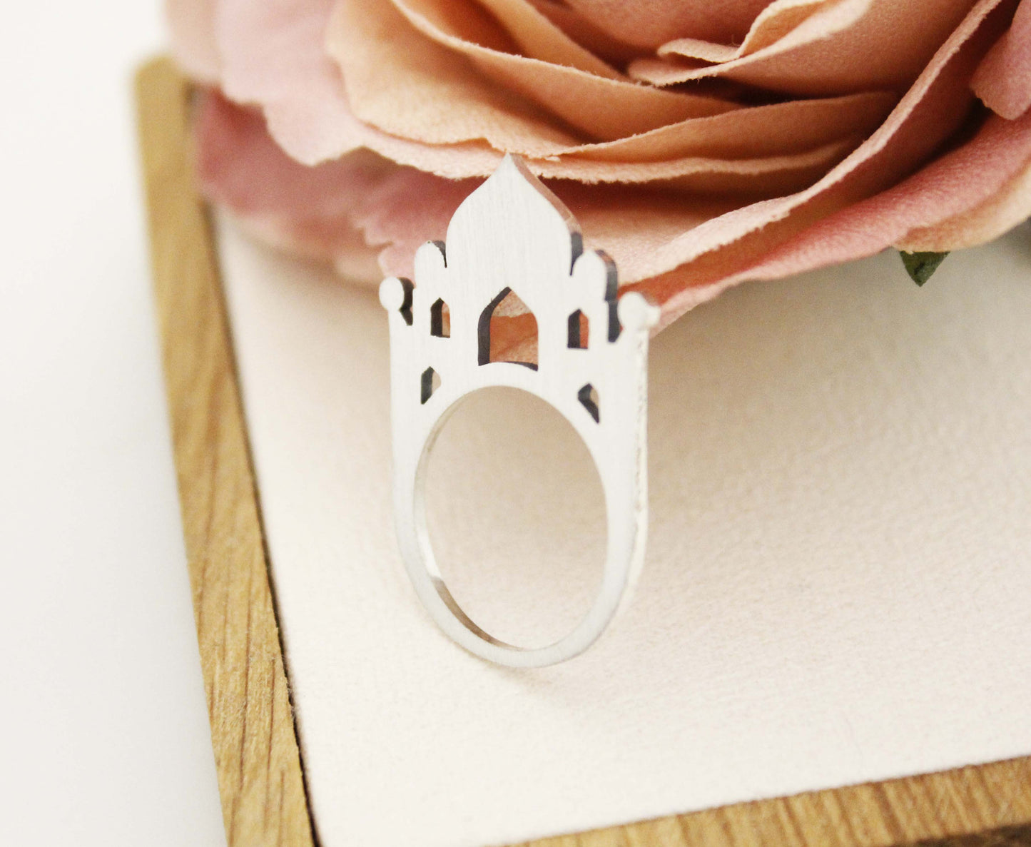 925 Sterling Silver Palace statement ring, Fairytale Castle Ring ,Handcut Ring, R1133S