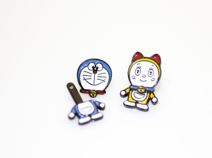 Cute Doraemon and dorami two ways Ear jacket, Doraemon two way earrings, Cartoon Earrings