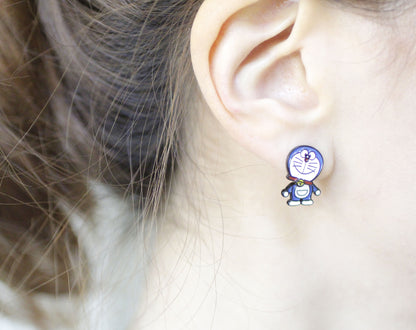 Cute Doraemon and dorami two ways Ear jacket, Doraemon two way earrings, Cartoon Earrings