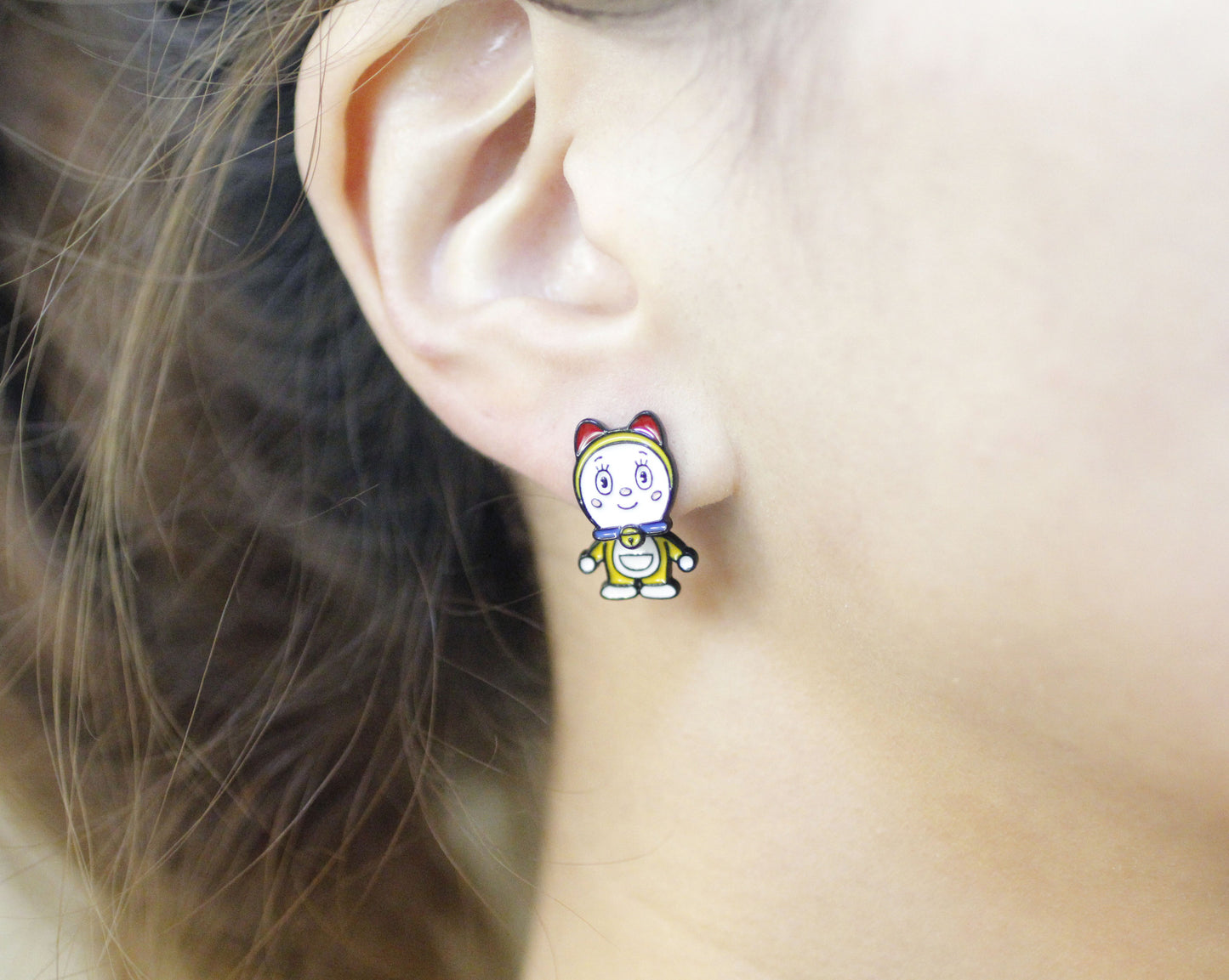 Cute Doraemon and dorami two ways Ear jacket, Doraemon two way earrings, Cartoon Earrings