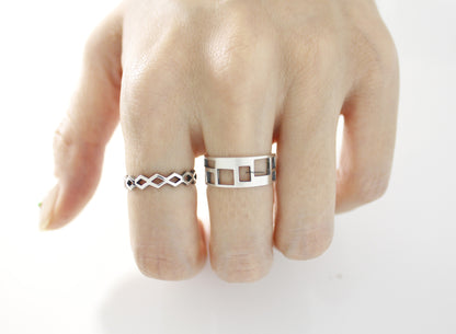 925 Sterling Silver Cut Out Rhombus band ring, R0681G