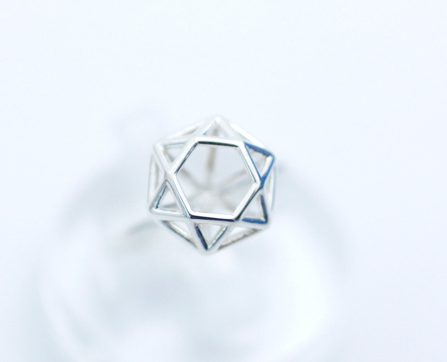 925 Sterling silver 3 dimensional Diamond Shape ring  - geometric jewelry
