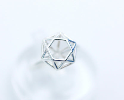 925 Sterling silver 3 dimensional Diamond Shape ring  - geometric jewelry