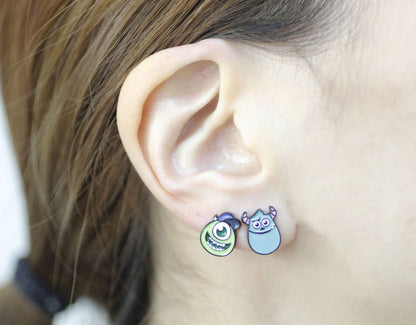 Set of 3 Monsters, Inc Stud Earrings , Mike and Sully Earrings, Monsters University earrings