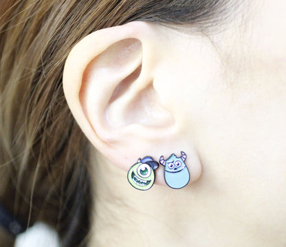 Set of 3 Monsters, Inc Stud Earrings , Mike and Sully Earrings, Monsters University earrings