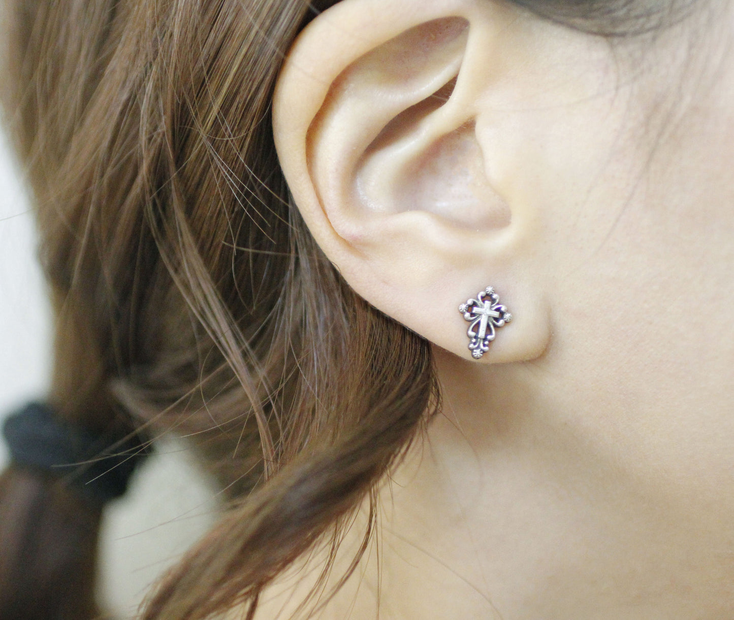 925 Sterling silver Antique Cross Stud Earrings