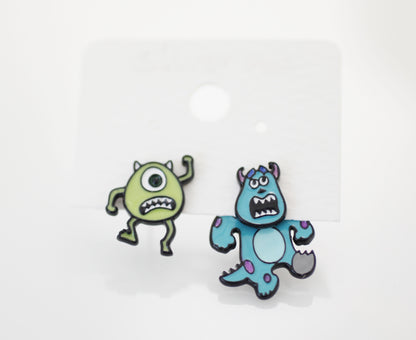 Disney-licensed Monsters Inc Stud Earrings , Mike and Sully Ear Jacket, Monsters University earrings