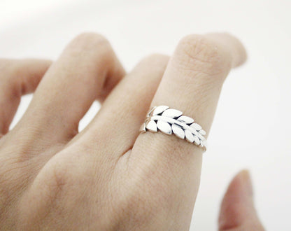 925 Sterling Silver Delicate Big Leaf statement ring ,R1167S