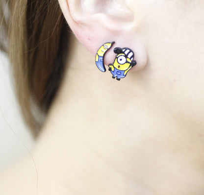 Cute Minions earrings, Movie Cartoon MINION Stud, Despicable Me Earrings