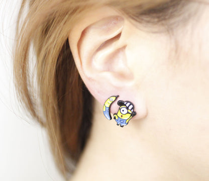 Cute Minions earrings, Movie Cartoon MINION Stud, Despicable Me Earrings