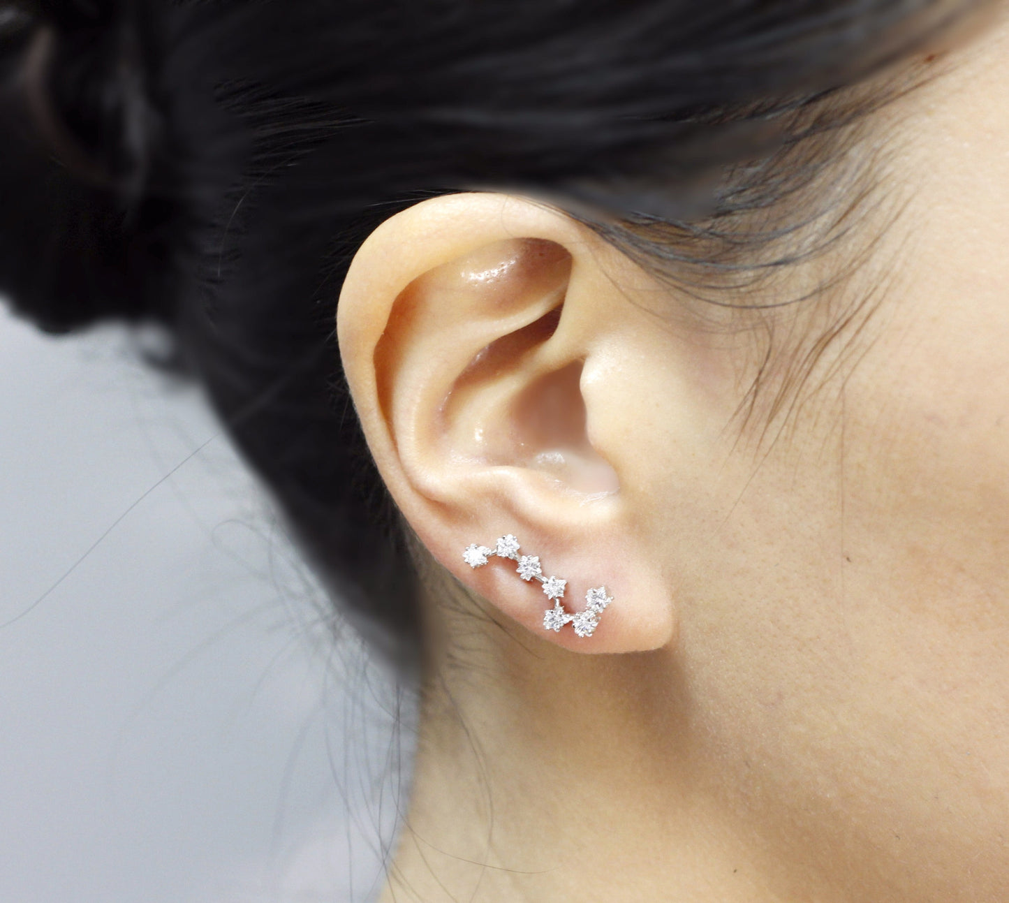 Cubic Big Dipper Constellation Ear Climber Earrings, Stars ear pin, Big Dipper CZ Crawler