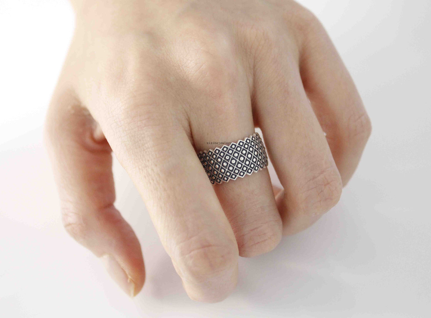 925 sterling silver Thick Artisan Lace Ring, R0526S