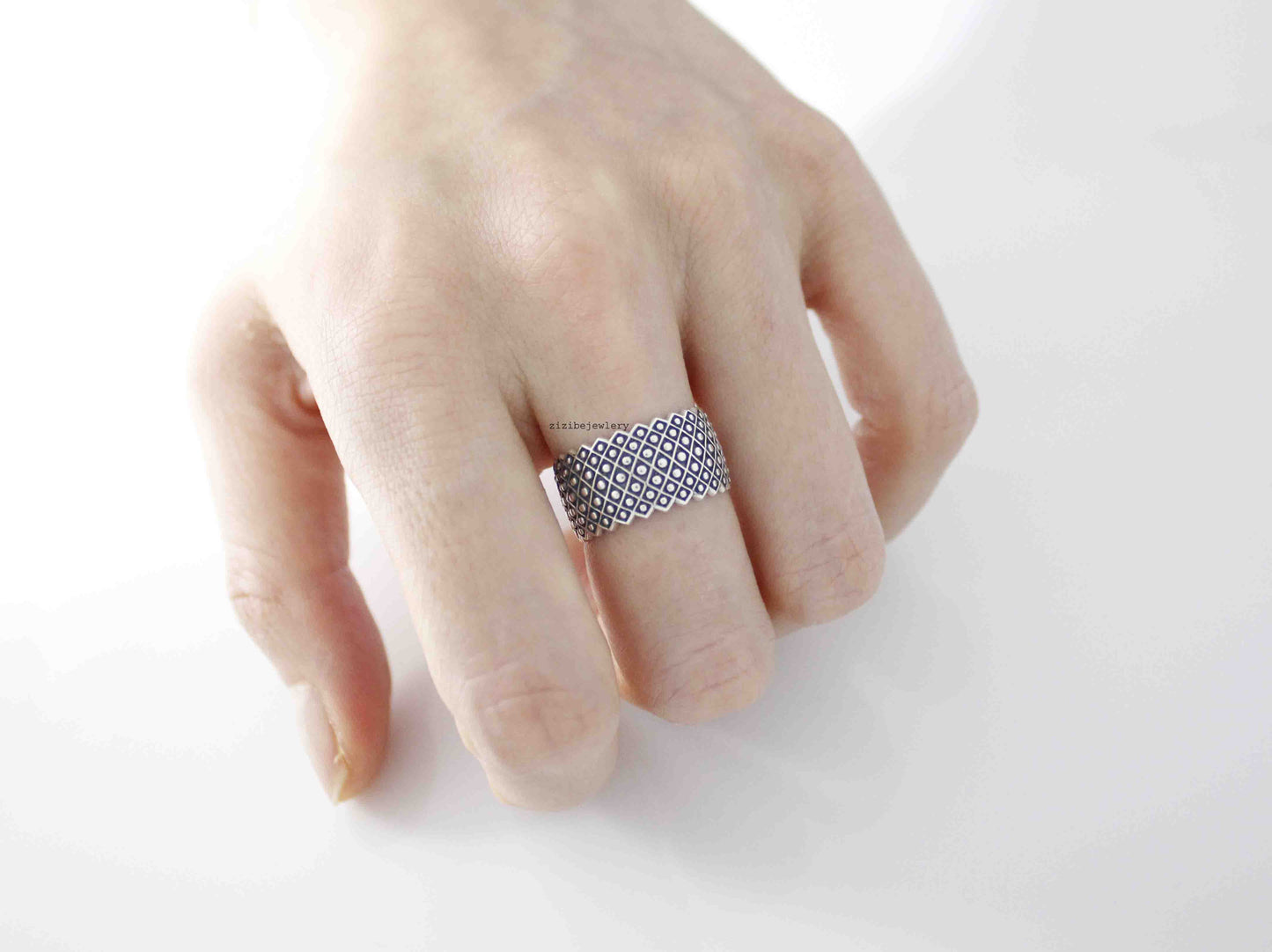 925 sterling silver Thick Artisan Lace Ring, R0526S