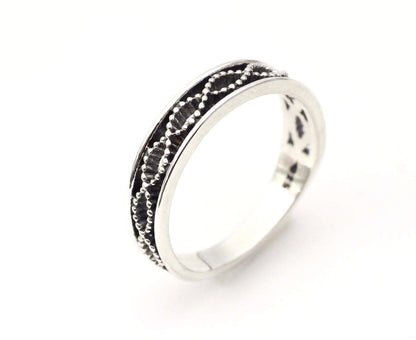 925 Sterling Silver Twisted Helix Pattern Infinity Ring-2