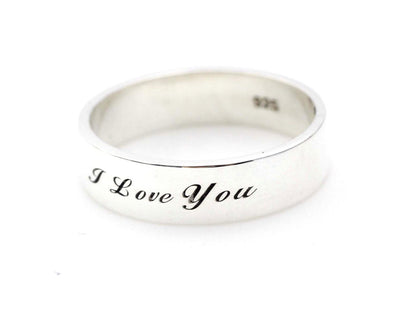 925 sterling silver Personalized writing engraved ring in sterling silver (up to 9 characters)