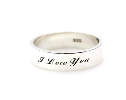 925 sterling silver Personalized writing engraved ring in sterling silver (up to 9 characters)
