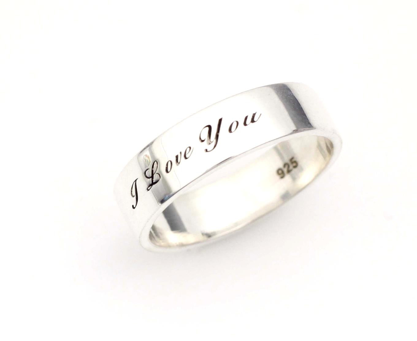 925 sterling silver Personalized writing engraved ring in sterling silver (up to 9 characters)