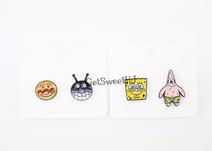 Spongebob Squarepants and Patrick Star Cartoon Earrings /Anpanman and Baikinman Earrings