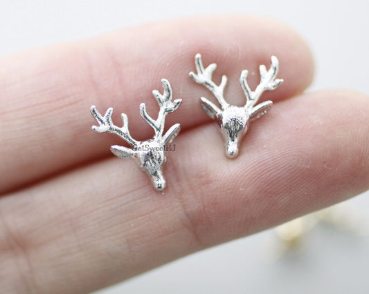 Antler, Elk Deer ,Deer head, Stag ,Reindeer Stud earrings in 2 colors