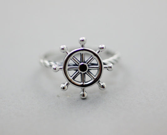 925 sterling silver Ship Wheel Statement ring, Nautical Ring , Sailor ring, Wheel Helm Ring