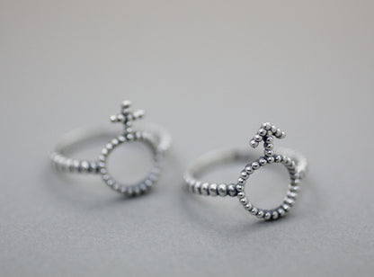 925 Sterling Silver Male And Female symbol Statement Ring- Gender symbol Ring