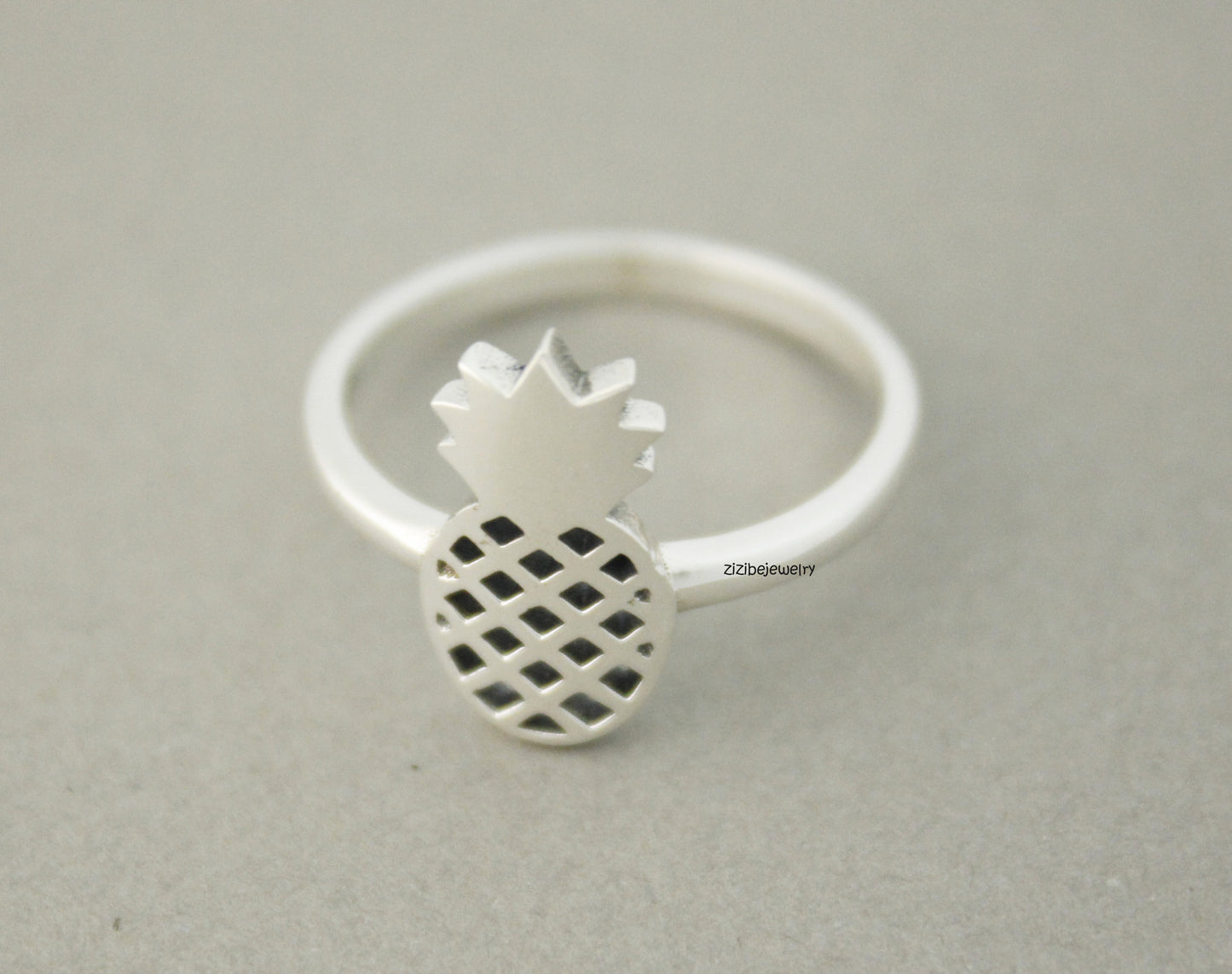 925 Sterling Silver Pineapple ring, fruit ring, tropical fruit summer ring