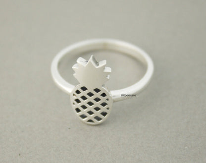 925 Sterling Silver Pineapple ring, fruit ring, tropical fruit summer ring