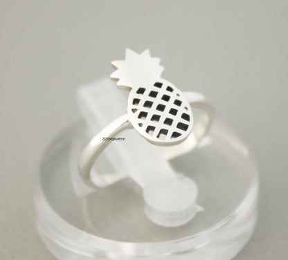 925 Sterling Silver Pineapple ring, fruit ring, tropical fruit summer ring