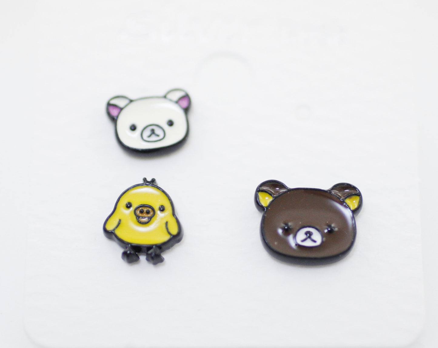 Cute Rilakkuma and Korilakkuma Set of 3 Unbalance earrings, Cute Character Earrings ,Bear earrings