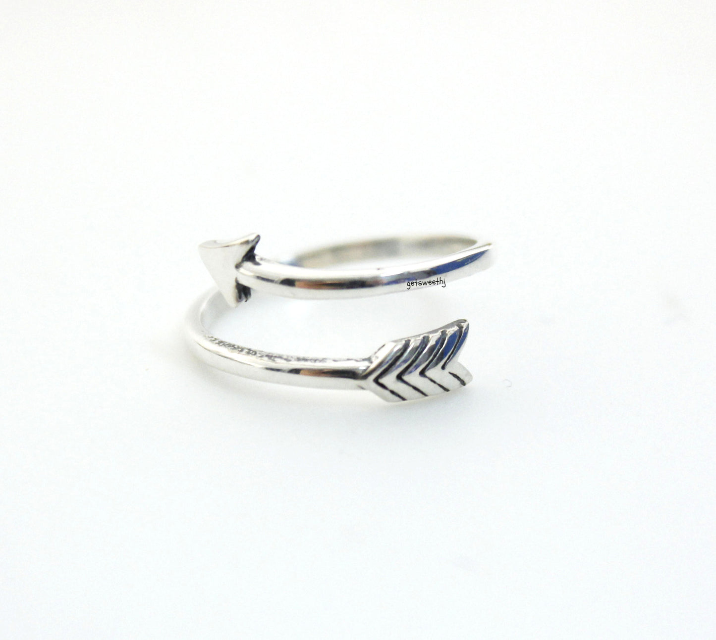 925 Sterling silver Piercing Arrow Adjustable Ring, R0298S