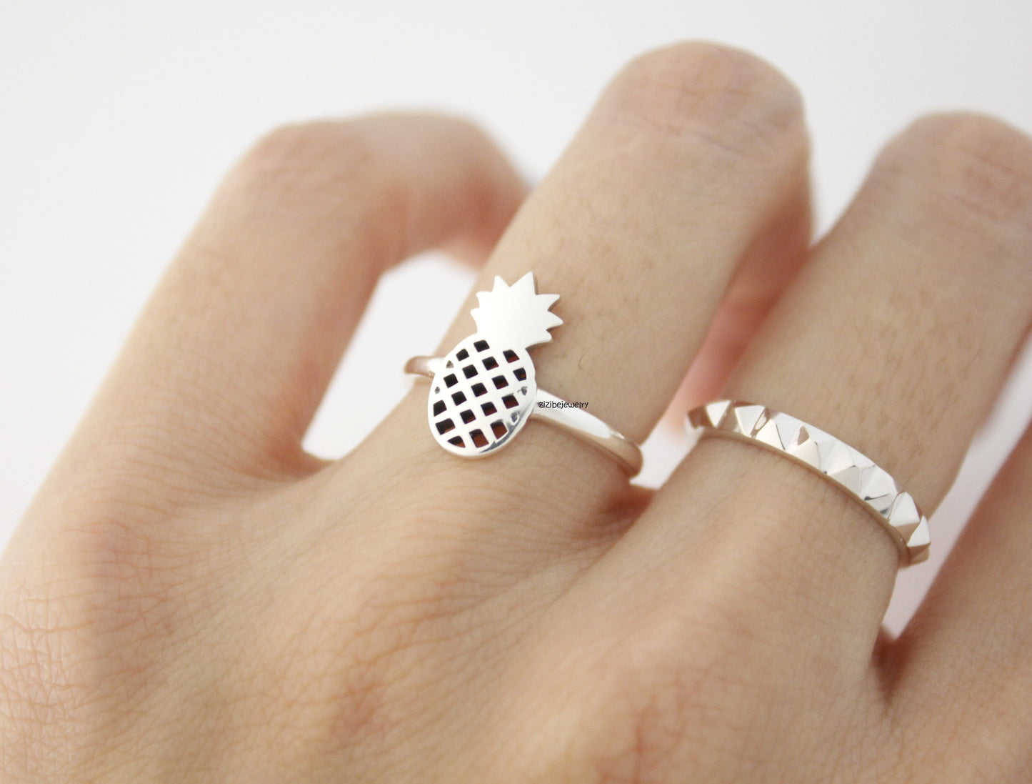 925 Sterling Silver Pineapple ring, fruit ring, tropical fruit summer ring