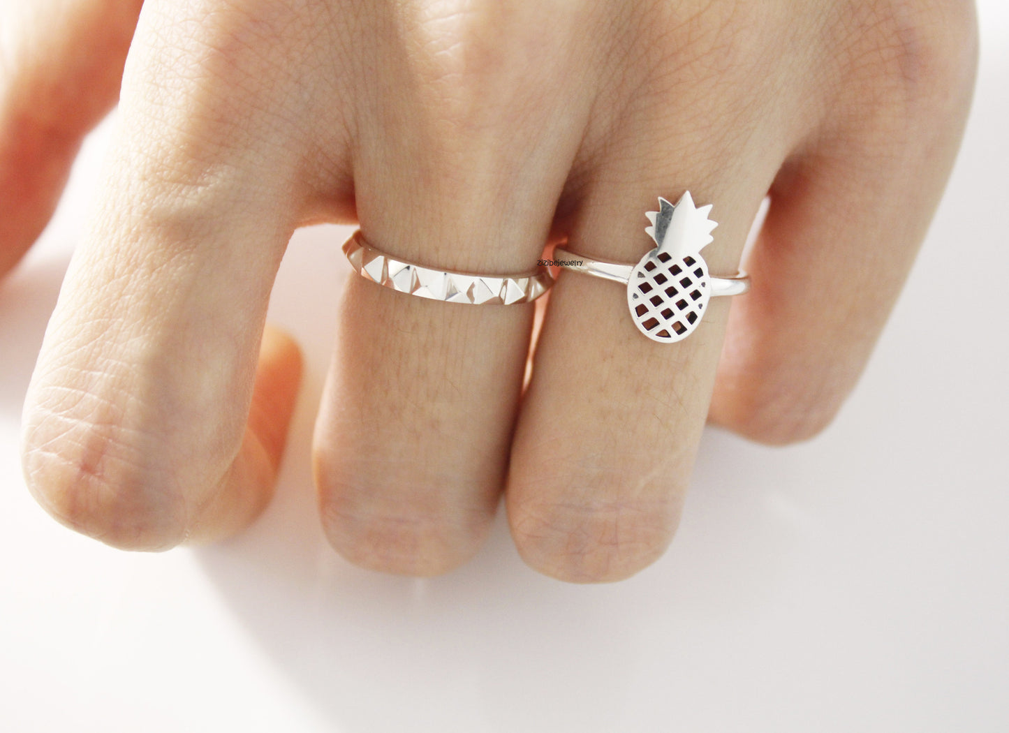 925 Sterling Silver Pineapple ring, fruit ring, tropical fruit summer ring