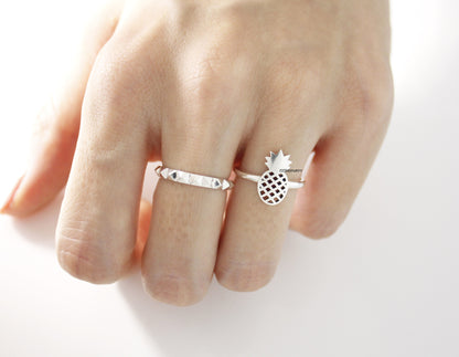 925 Sterling Silver Pineapple ring, fruit ring, tropical fruit summer ring