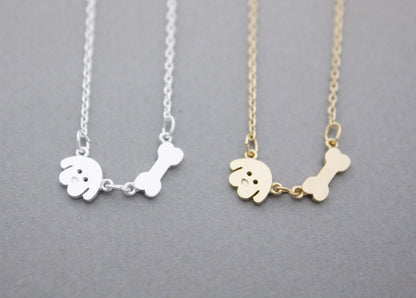 Puppy and Bone charm Necklace in 2 colors, N0973G