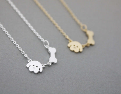 Puppy and Bone charm Necklace in 2 colors, N0973G