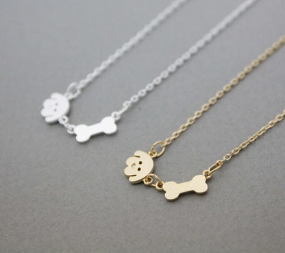 Puppy and Bone charm Necklace in 2 colors, N0973G