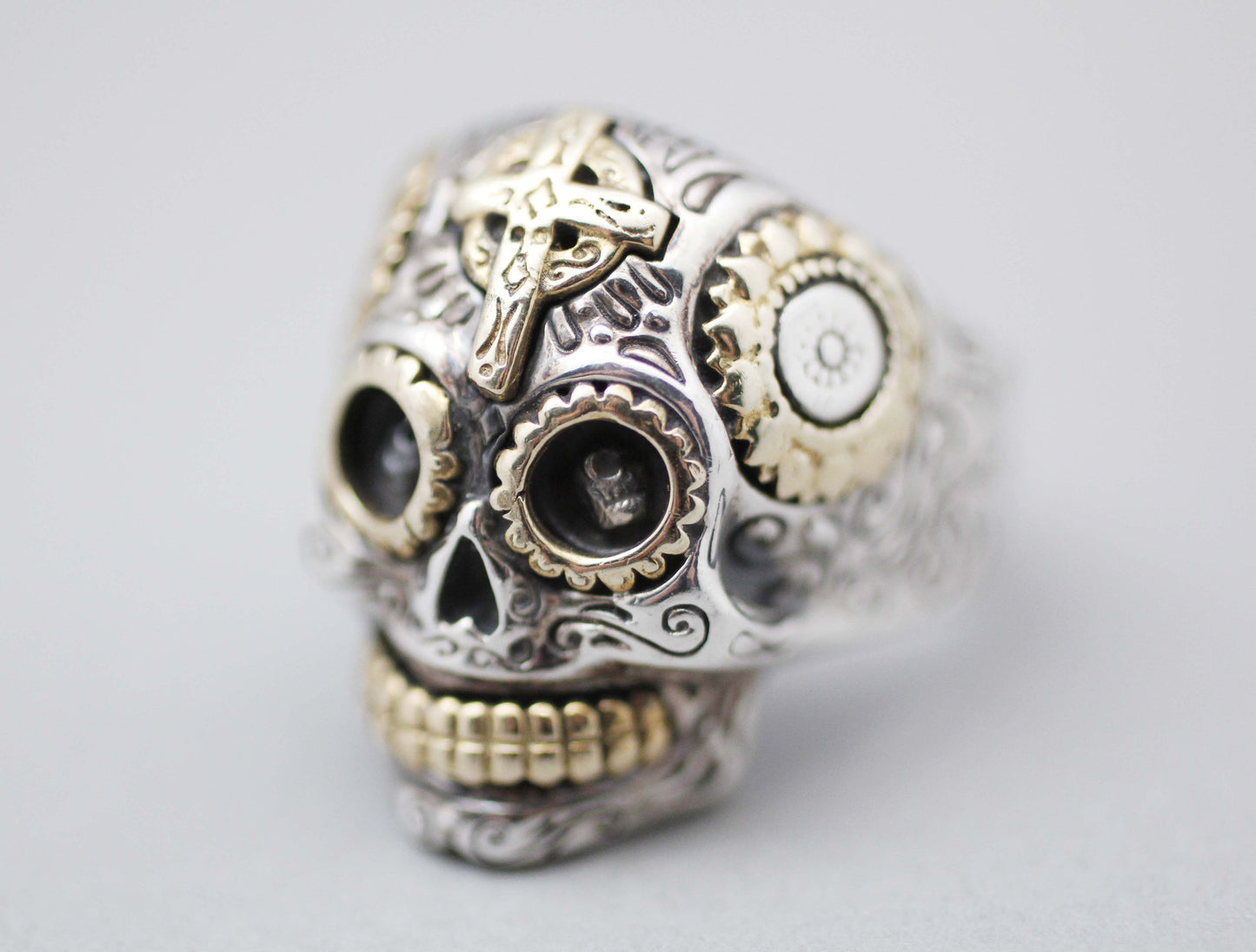 925 sterling silver Steampunk skull ring Statement Skull ring, Mens Biker Ring ,Mens Skull Ring, R1040S